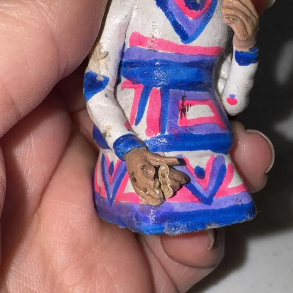 VTG Mexican Hand Painted Folk Art Clay Nacimientos Nativity 10pc Bright SEE PICS